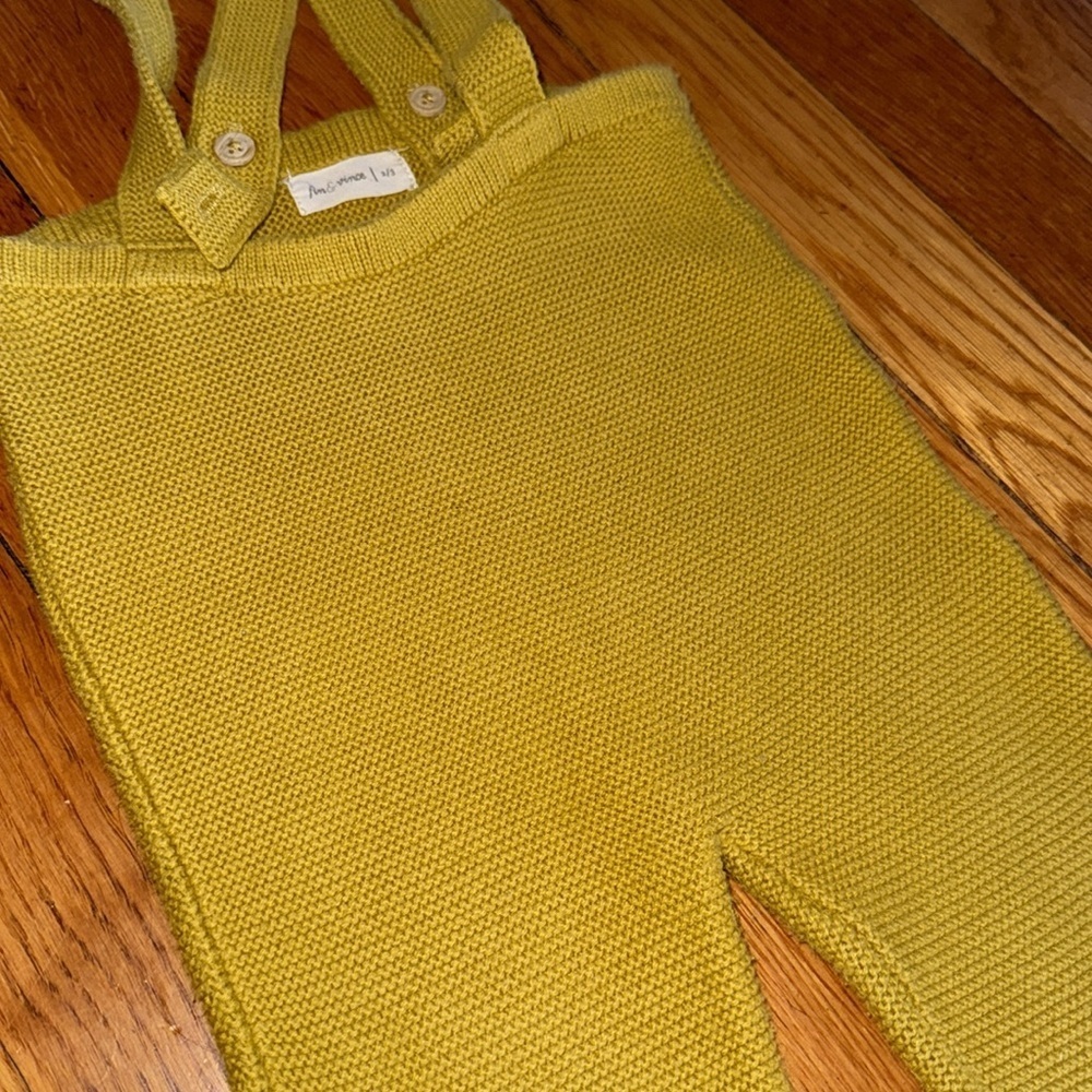 Fin & Vince cotton kimono knit mustard cardigan and overalls matching set 2/3T - Picture 8 of 11